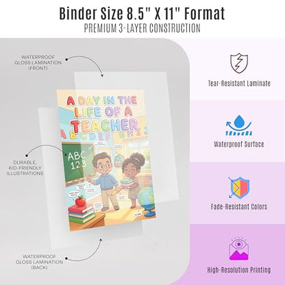 JELLY BEAN GENIUS Teacher and Scientist Mini Poster for Kids – Laminated Double-Sided Community Helpers Career Chart | 8.5x11 Binder Size Classroom Desk Decor - size: 11"L x 8.5"W