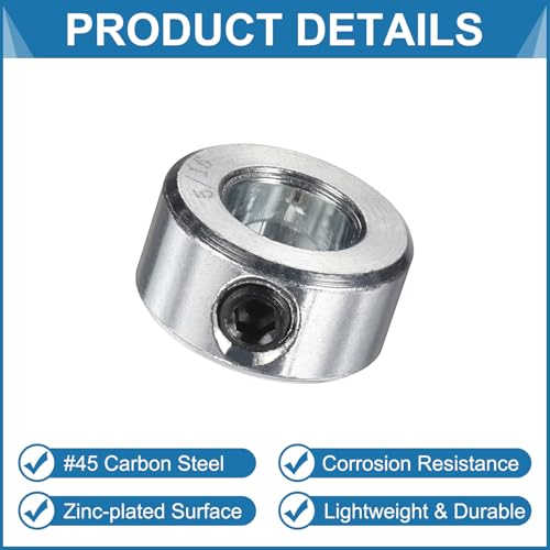 uxcell 6pcs Set Screw Collars 5/16" Bore, Zinc Plated Carbon Steel Shaft Collars, 5/8" OD, 5/16" Width Lock Axle Collar Clamp (Hollow Style, Lightweight) - size: 5/16" Borex5/8" ODx5/16" Width