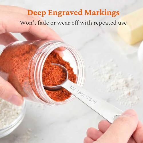 14PCS Measuring Spoons Set, 1 tbsp, 1/2 tbsp, and 1-1/16tsp Stainless Steel Measuring Spoons for Cooking Baking Spice Jars and Liquid Ingredients - size: 14 Pcs