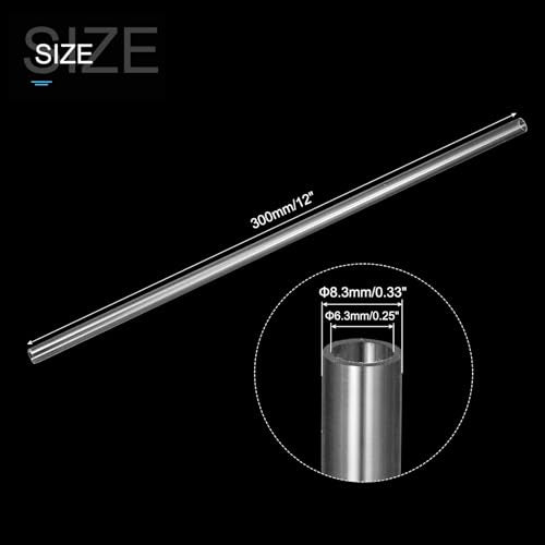 MECCANIXITY Clear Storage Tube 6.3x8.3mm Small Plastic Round Tubing with Caps Rigid Bottle Container 300mm/12 Inch for Item Stored - size: 6.3x8.3x300mm
