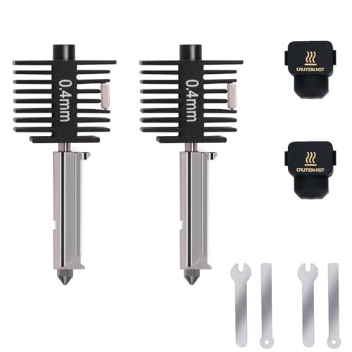 2PCS A1 Mini, A2L Upgrade Hotend Kit, 3D Printer Print Head Hot End Heating Block Kit with 0.4mm Hardened Steel Nozzle and Silicone Socks for Bambu Lab A1/A1 Mini/A2L - size: 0.4mm, style: 2 Pack