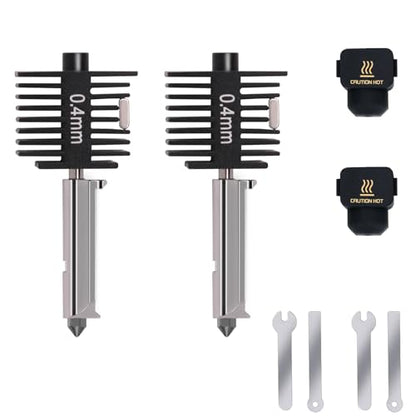 2PCS A1 Mini, A2L Upgrade Hotend Kit, 3D Printer Print Head Hot End Heating Block Kit with 0.4mm Hardened Steel Nozzle and Silicone Socks for Bambu Lab A1/A1 Mini/A2L - size: 0.4mm, style: 2 Pack