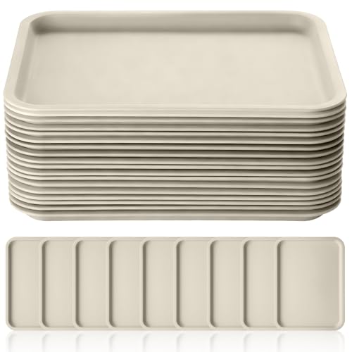Gerrii 18 Pcs Plastic Fast Food Tray Bulk, Khaki, 12 x 9 Inch - color: Khaki, size: 12 x 9 Inch