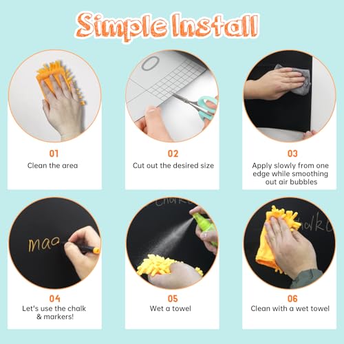 Magnetic Chalkboard Contact Paper for Wall 47.2" x 18" 2 Pcs with 93Pcs Kit - color: Black 2pcs, size: 47.2"W x 18"H