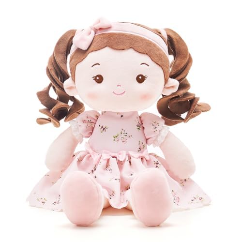 LeyaDoll Soft Plush Baby Doll 16'', First Rag Doll for 1 Year Old Girl Gift - color: Princess Breeze-pink
