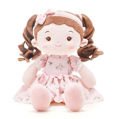 LeyaDoll Soft Plush Baby Doll 16'', First Rag Doll for 1 Year Old Girl Gift - color: Princess Breeze-pink