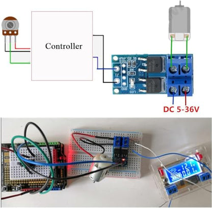 Gebildet 14PCS Dual High-Power MOSFET Trigger Switch Drive Module 0-20KHz PWM Adjustment Electronic Switch Control Board Motor Speed Controller Lamp Brightness Control, DC 5V-36V 400W - style: MOS