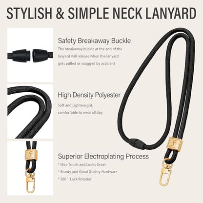Fishent Lanyard, Cute Neck Lanyards for Keys ID Badges Holder, Keychain Key Teacher Lanyard with Safety Breakaway Buckle for Women Men, Black-2 - color: Black-2