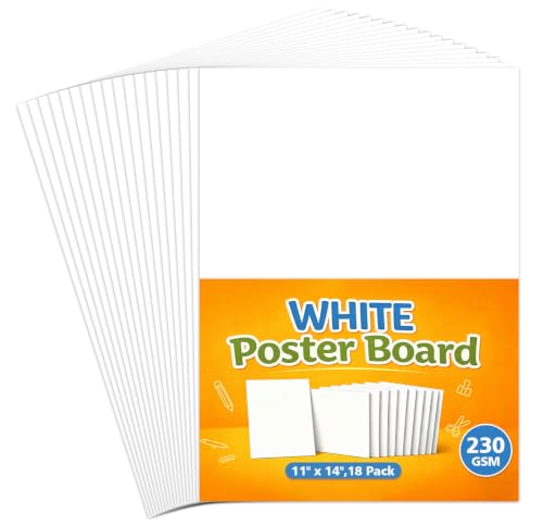 18 Pack Poster Board 11" x 14", Dual-Sided White Poster Board Paper, 230GSM - size: 85lb-18Sheets