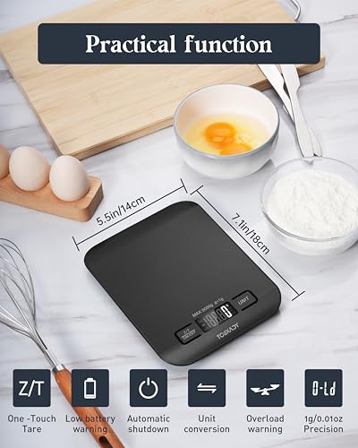 Food Scale, Digital Kitchen Scale with Grams & Ounces Units, 11lb - color: Stainless Steel-Black