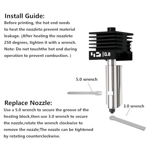 0.8MM H2D Hotend, Upgraded Hardened Steel Nozzle Print Head Hot End Assembly Kit for Bambu Lab H2D/A1/A1 Mini 3D Printer - style: 0.8mm Hotend (1PCS)