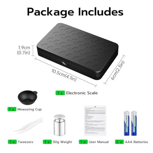Wigearss Digital Milligram Scale 50g x 0.001g, Mini Precision Scale with Tare Weight Function, Calibration Weight ＆ Backlit LCD Display, Pocket Micro Scale for Weighing Powder, Gold, Jewelry, Herbs - color: Black