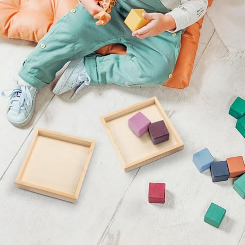 6-Pack Small Wooden Trays for Montessori Activities