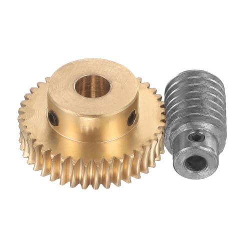 uxcell Worm Gear Set 40T 1 Module 40:1 Reduction Rate, 12mm/6mm Bore - size: 12mm/6mm Bore (1Mod 40T)