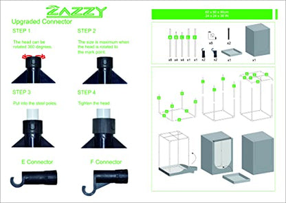 zazzy 2'x2' Grow Tent 24"x24"x36" Hydroponic Mylar Growing Tent - size: 24"x24"x36"