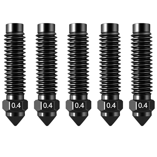 Nozzles for Elegoo Centauri Carbon (5-Pack) 0.4mm Hardened Steel Nozzle Kit Wear-Resistant & High-Temperature, 3D Printer Extruder Hotend Accessories - color: 5 Nozzles