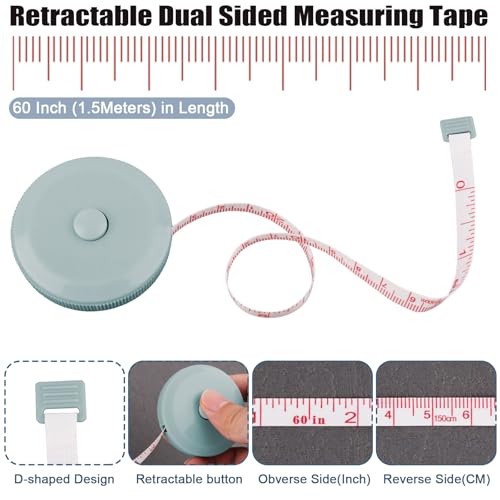 GDMINLO 3 Pack Tape Measure Measuring Tape for Body Craft Weight Loss Measurements Retractable 60-inch 1.5 Meter, Small Push Button Dual Sided Tape Measure Body Measuring