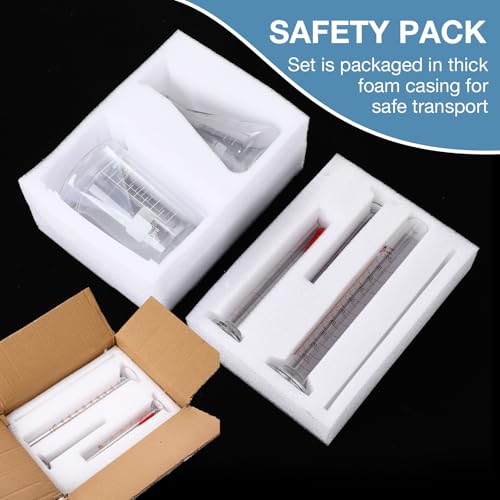 Tallew 9 Pcs Lab Glass Beaker Set Includes Glass Graduated Cylinder 500ml 1000ml Erlenmeyer Flask 500ml Graduated Cylinder Set 10ml 50ml 100ml with 1 Droppers 1 Stirring Rods Plastic Funnel