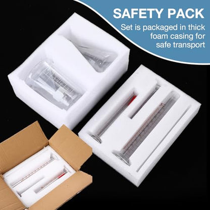 Tallew 9 Pcs Lab Glass Beaker Set Includes Glass Graduated Cylinder 500ml 1000ml Erlenmeyer Flask 500ml Graduated Cylinder Set 10ml 50ml 100ml with 1 Droppers 1 Stirring Rods Plastic Funnel