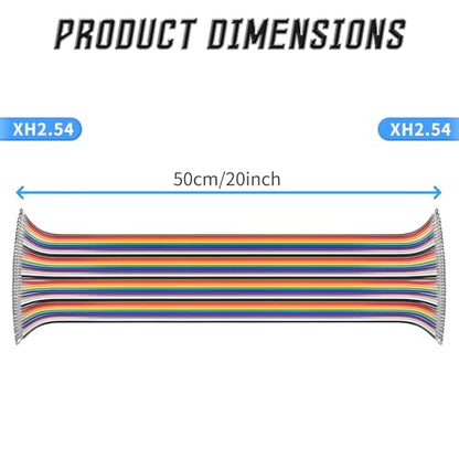 40 Pins XH2.54 Double Head Flat Ribbon Cables, 50cm / 20" - size: XH 2.54 20inch