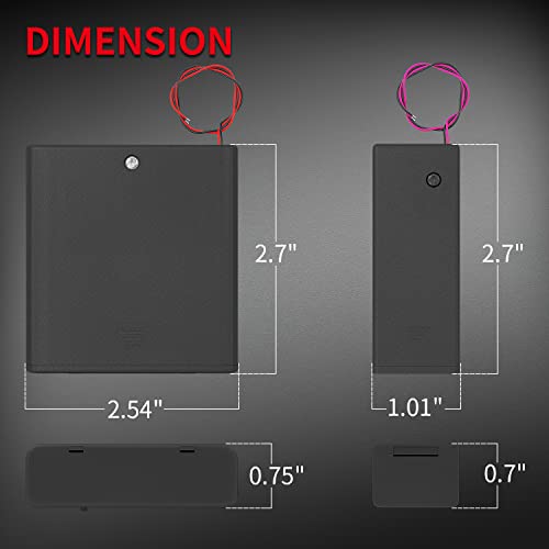 DAIERTEK AA Battery Holder Pack Single 1-4 AA Battery Holder with Switch Leads Cover Battery Box Case -Total 8Pcs - color: 1-2-3-4-AA