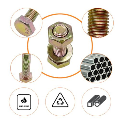 245PCS Nuts and Bolts Assortment Kit, Metric Bolt Assortment, M6 Bolts and Nuts Kit, Grade 8.8 Bolts and Nuts Kit, Metric Bolt Kit, Yellow Zinc Plated Coating, 5 Sizes, Length from 12-30mm - size: 245PCS M6