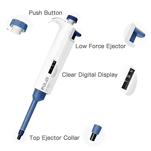 ULAB Single Channel Pipettor, Adjustable Volume Micro Pipettes, Vol.Range.10-100μl, ULH1018 - style: 10-100μl