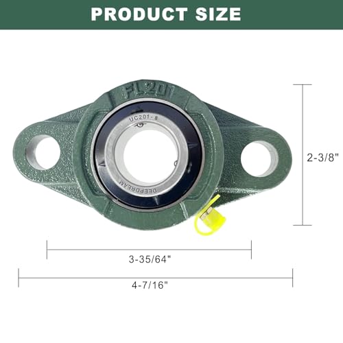 UCFL201-8 Pillow Block Bearing - Pack of 6 Flange Mounted Pillow Block Bearings - Chrome Steel Bearings with 1/2" Bore, Self Alignment - size: UCFL201-8-6PCS
