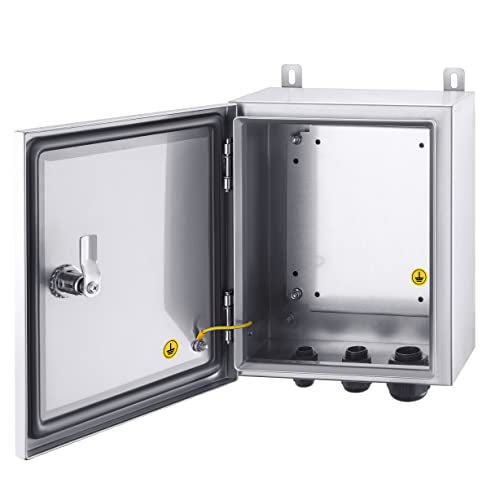 IP65 Weatherproof Stainless Steel Box Wall-Mounted Electronic Equipment Enclosure Box with Mounting Plate and Wall Bracket (12'' x 10'' x 6'')… - size: 12" x 10" x 6"