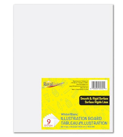 Royal Brites Illustration Boards - Heavyweight 2-Sided White - 20 in x 30 in, 9 Count