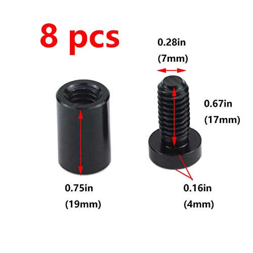 Antrader 8Pcs 1/2"×3/4" Glass Standoff,Aluminum Sign Standoff Screws,Black - color: Matte Black, size: 1/2" x 3/4" (13 x 19mm)-8Pcs