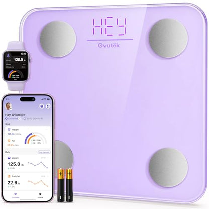 Ovutek Smart Scale for Body Weight Digital Bathroom Scale with BMI Body Fat - color: Purple