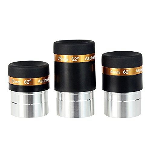 SVBONY Telescope Eyepiece Set, 4mm 10mm 23mm Telescope Lenses 62°Wide Angle - size: 4mm, 10mm, 23mm