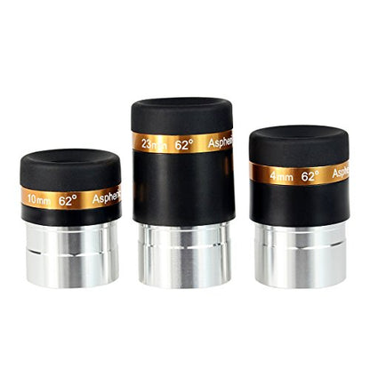 SVBONY Telescope Eyepiece Set, 4mm 10mm 23mm Telescope Lenses 62°Wide Angle - size: 4mm, 10mm, 23mm