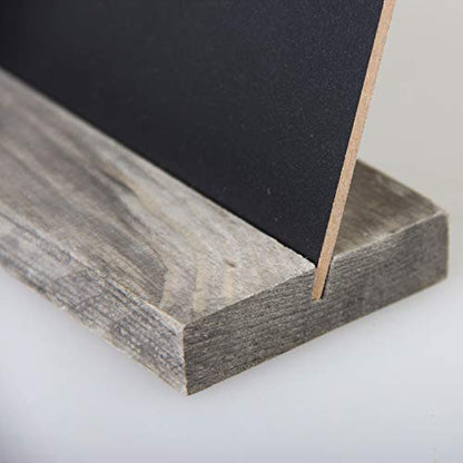 5 X 6 Inch Mini Tabletop Chalkboard Signs with Rustic Style Wood Base Stands, Set of 4，Include 3 chalks