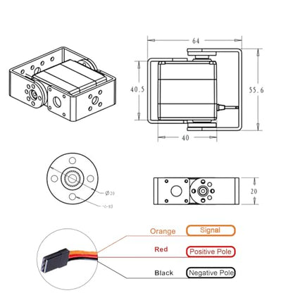 25KG Digital RC Servo RDS3225 Dual Shaft Waterproof High Speed Full Metal Gears Robot Servo with U Mounting Brackets for 1/8 1/10 RC Car Crawler Buggy Truggy DIY Robotic 180 Degree (Pack of 2)