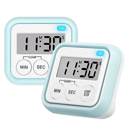 Timer, Kitchen Timers for Cooking Classroom Timer for Kids Teachers Digital Magnetic Timers 2 Pack, Blue - color: Blue