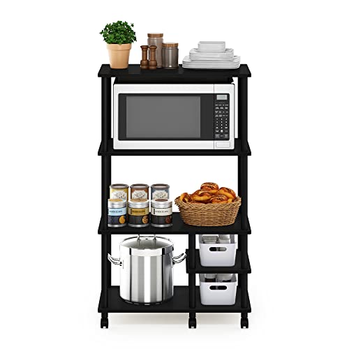Furinno Turn-N-Tube 4-Tier Toolless Kitchen Storage Shelf Cart, Americano/Black - color: Americano/Black, size: 4-Tier