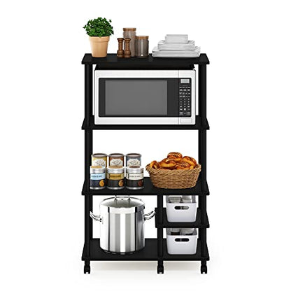Furinno Turn-N-Tube 4-Tier Toolless Kitchen Storage Shelf Cart, Americano/Black - color: Americano/Black, size: 4-Tier