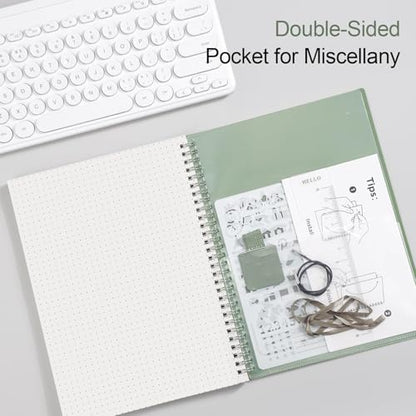 AHGXG Dotted Journal, Grid Spiral Notebook, 110 Pages, A4 (8.5" x 11") - color: Sage Green, style: A4-Dotted