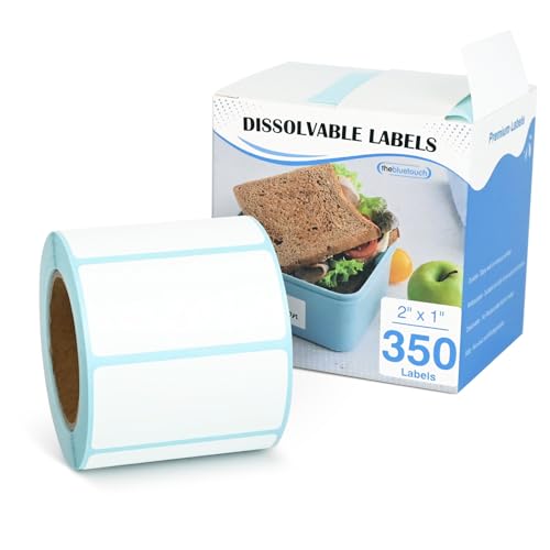 THEBLUETOUCH 350（1 Rolls） Dissolvable Food Labels with Dispenser, 1" x 2" - size: 1 Box - 350 Lables