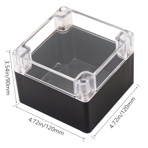 Project Box IP65 Waterproof Junction Box ABS Plastic Black Electrical Boxes DIY Electronic Project Case Power Enclosure Clear Cover 4.72"x4.72"x3.54" - color: Clear, size: 4.72"x4.72"x3.54"