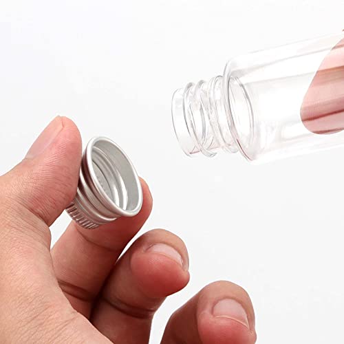 SINJEUN 80 PCS 50ml Flat Plastic Test Tubes, 28×109 mm Clear Test Tube with Screw Caps Good Seal Test Tubes Containers for Sampling, Planting and Storing