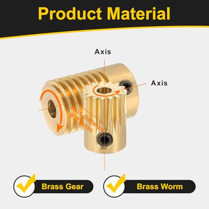 uxcell Worm Gear Set 15T 0.5 Module 15:1 Reduction Rate, Right Rotation Drive Gear Box Wheel Reduce Transmission Part (Brass Gear-3mm Bore, Brass Rod 4mm Bore) - size: Gear-3mm, Rod-4mm Bore, style: 0.5M-15T