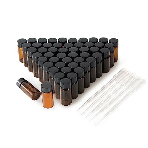 10ml Amber Small Glass Vials 50pcs with Screw Caps(50pcs) - color: Amber, size: 10ml 50pcs
