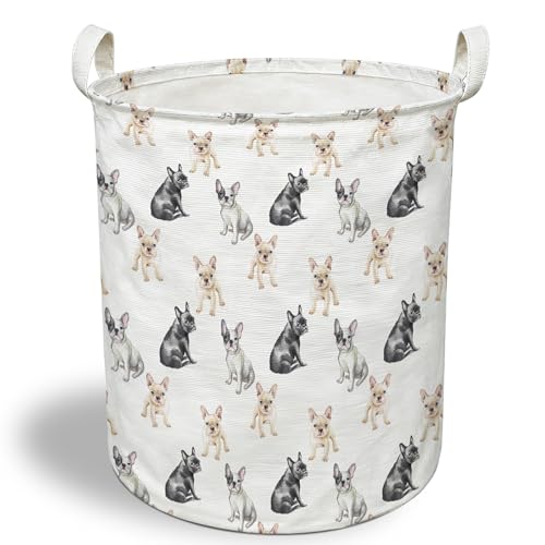 French Bulldog Dog Laundry Basket, French Bulldog Gifts Collapsible Laundry Hamper with Handles, Dog Clothes Toy Storage Bins Containers Basket for Bathroom Bedroom - color: French Bulldog