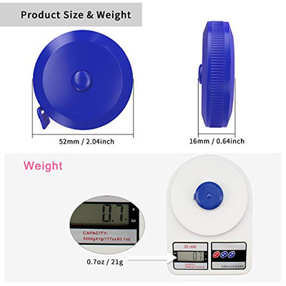 DiCUNO 3-Pack Soft Retractable Measuring Tape, 60-Inch 1.5 Meter, Blue - color: Blue*3pcs