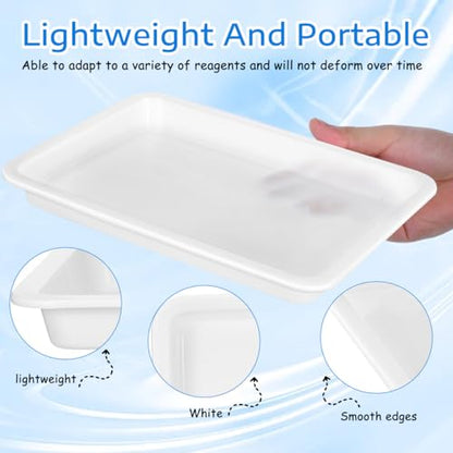 DOITOOL Laboratory Reagent Tray 4-Pack Acid Alkali Resistant Leakproof Lab Sample Tray Chemical Reagent for Experiments Research Labs Educational Use 9.68X7.28X1.06in