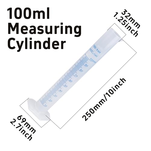 3PCS 100ml Measuring Cylinder, Plastic Transparent Graduated Cylinder, Science Test Tube Flask, 2-Sided Bule Measuring Lines Graduated Cylinder Beaker - size: 100ml