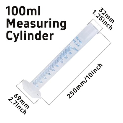 3PCS 100ml Measuring Cylinder, Plastic Transparent Graduated Cylinder, Science Test Tube Flask, 2-Sided Bule Measuring Lines Graduated Cylinder Beaker - size: 100ml